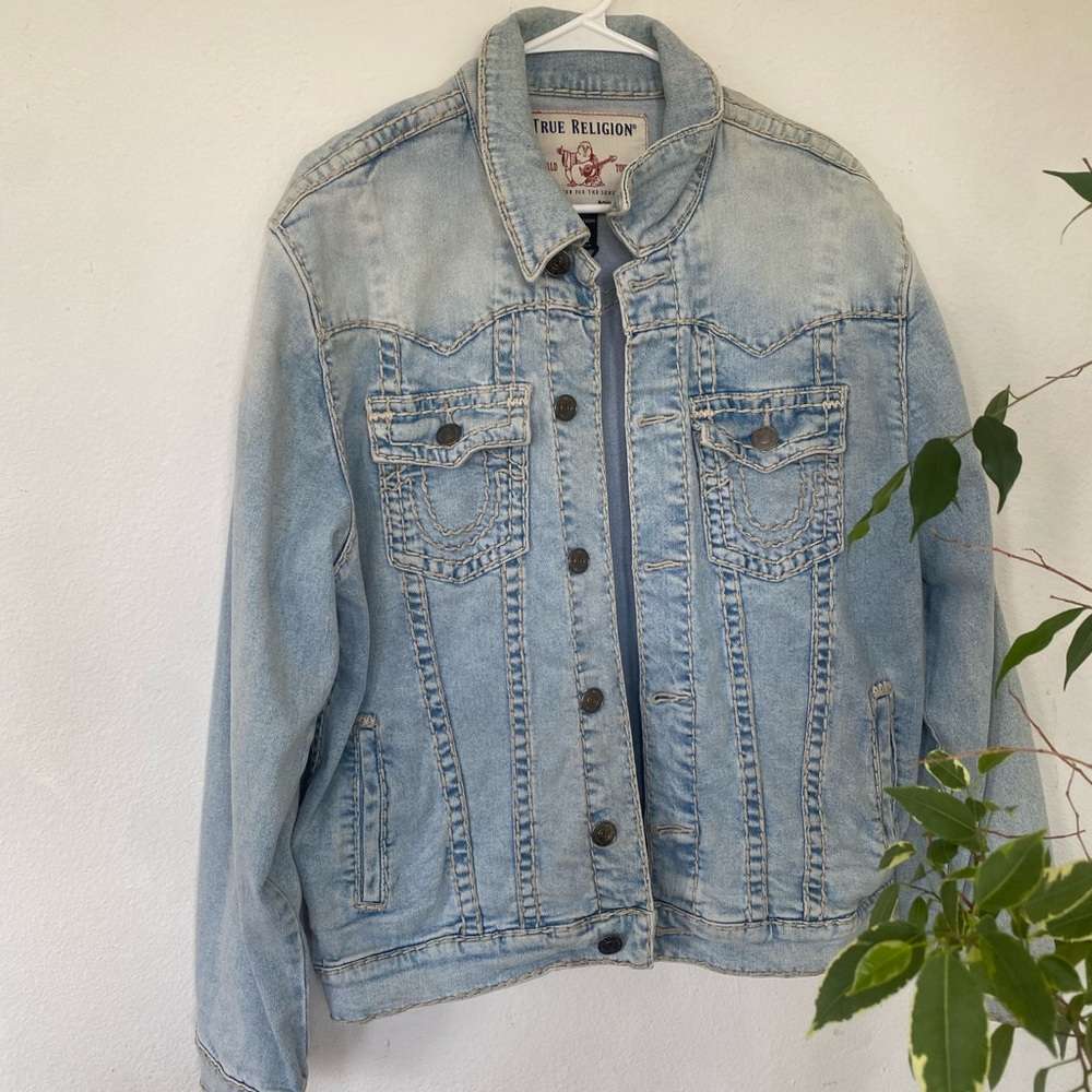 True Religion Light Wash Denim Jacket - Light Blue